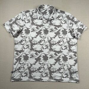 Mizzen‎ Main Shirt Mens 2xxl Golf Polo Camouflage Performance Stretch White Gray
